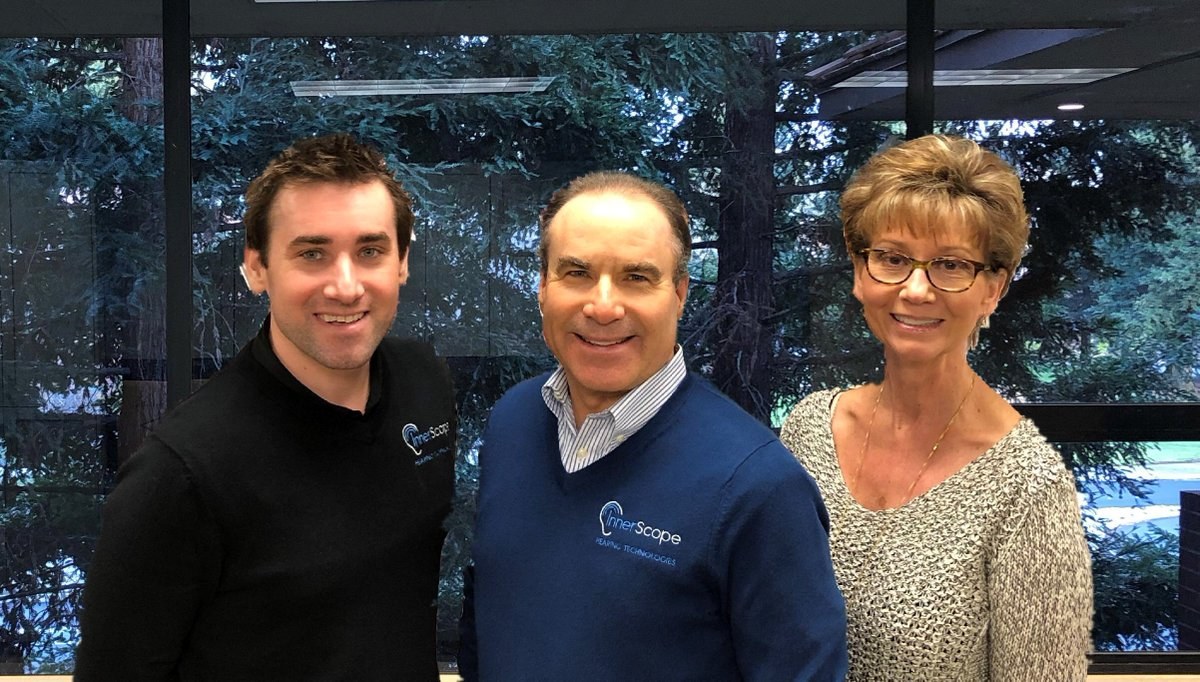 Matthew Moore, Mark Moore, and Kim Moore, InnerScope Hearing Technologies leadership, at the time of the company's public-market debut.