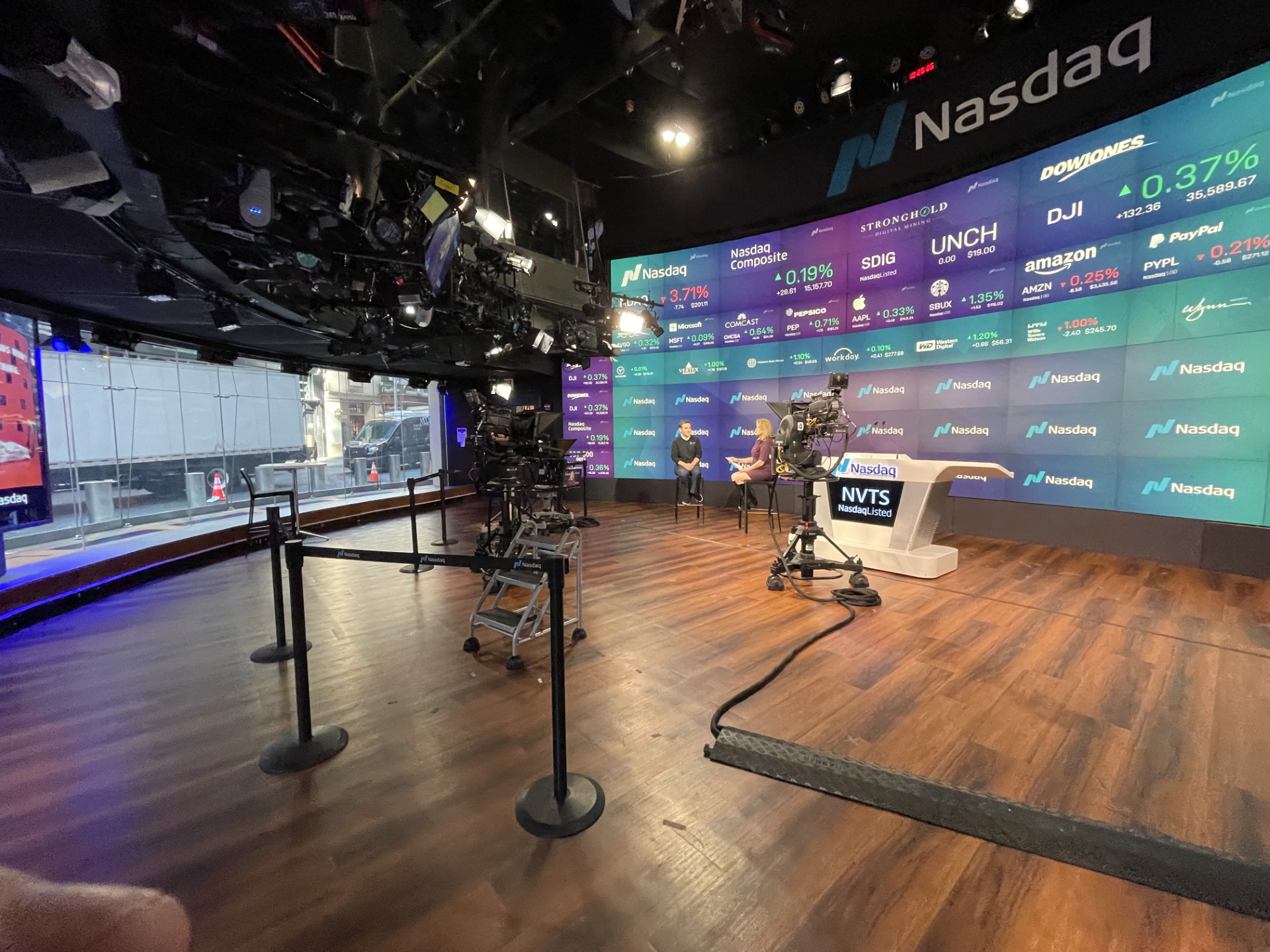 Matthew Moore, CEO of InnerScope Hearing Technologies, at the Nasdaq Marketsite studios in New York City during a 2021 interview.